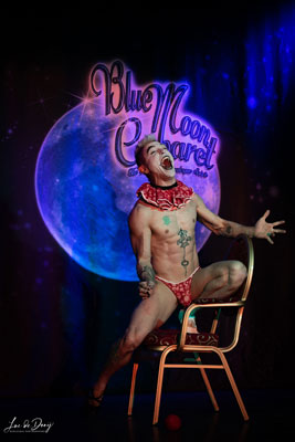 boylesque harlequin Joshua Deanperforming at the Blue Moon Cabaret - The Decadent Burlesque Soiree by Boudoir Noir Production, Finest Vintage Entertainment!